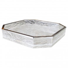 Octagonal and polished nickel lucite tray